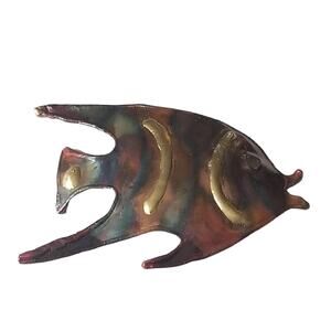 Vintage Artisan Copper Angelfish Brooch